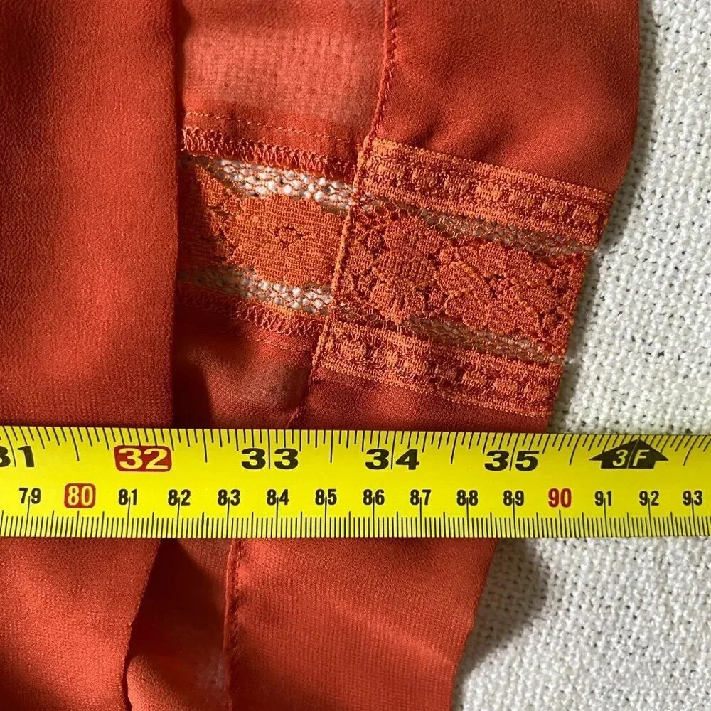 FREE People Orange Lace  Sleeveless Shift Boho Mini Dress Size XS - Picture 12 of 13